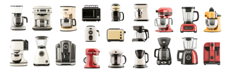 Collection of Modern Kitchen Appliances for Culinary Enthusiasts, Isolated on Transparent, white background