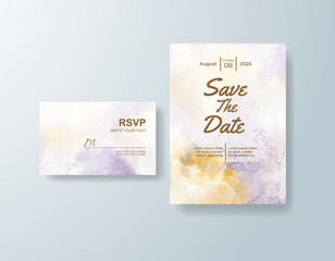 Wedding invitation with abstract watercolor background