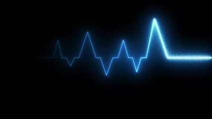 Heartbeat monitor EKG line monitor showing heart pulse .Glowing neon heartbeat pulse animation icon on a black background. 4k video - Powered by Adobe