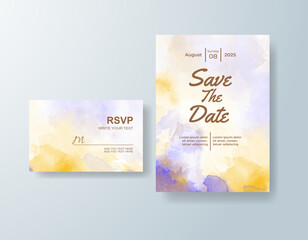 Wedding invitation with abstract watercolor background