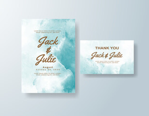 Wedding invitation with abstract watercolor background