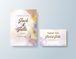 Wedding invitation with abstract watercolor background