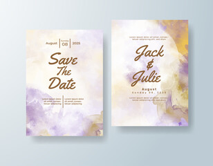 Wedding invitation with abstract watercolor background