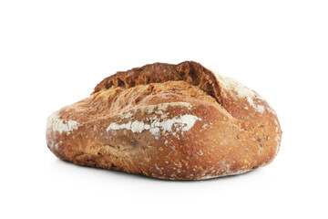 Loaf of tasty rye bread isolated on white background