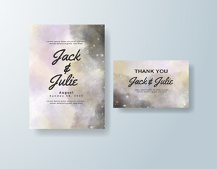 Wedding invitation with abstract watercolor background