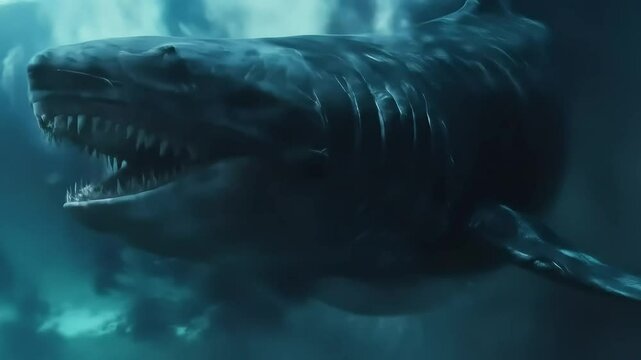 big fish in the deep sea, sea monster, sea predator footage