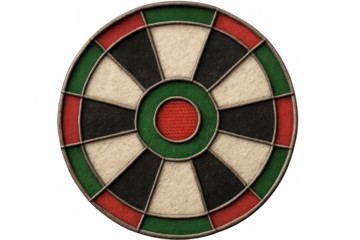 Dartboard with transparent background representing aiming, success, accuracy, precision, and game concepts