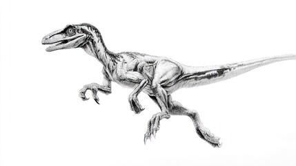 Fototapeta premium Monochrome illustration of a velociraptor