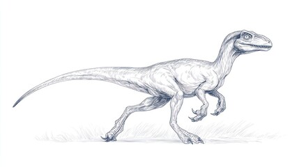 Fototapeta premium Sketch of a running velociraptor