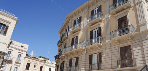 Balcony on building in old city of Bari