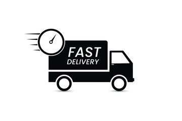 Fast shipping delivery truck with clock for apps and websites
