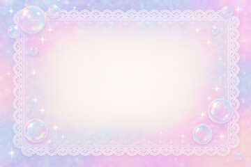 Elegant Sparkling Bubble and Lace Frame in Soft Pastel Gradient