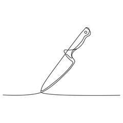 Black and White Kitchen knife Brown handle In a white background for assembling or creating teaching materials for moms doing homeschooling and teachers searching for images for teaching materials 