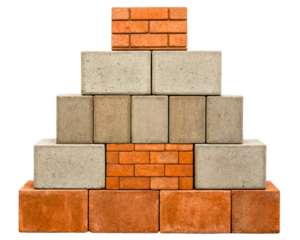 Assortment of paving stones and bricks for landscape projects on a transparent background