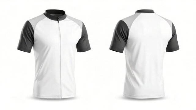 Blank White Sports Jersey with Dark Gray Sleeves