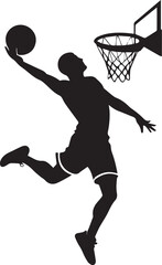 Print Male Basketball Player Layup Silhouette