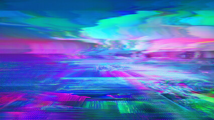 Glitch noise static television. Royalty high-quality free best stock of abstract digital motion glitch art distorted background, CRT tv screen no signal, error, noise and distortions effect, colorful