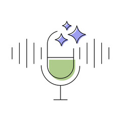 AI Generated Audio icon. Microphone with Sound Waves. Automated Audio Creation, Voice Synthesis, Digital Sound Design, AI Audio Tools, Music Generation.