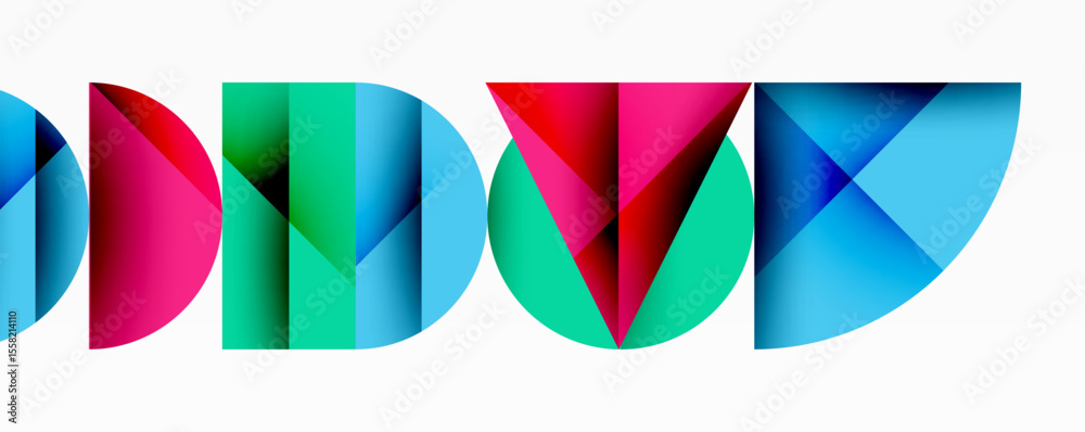 Aufkleber Abstract geometric shapes, vibrant colors, overlapping forms create dynamic visual pattern. Modern design, clean aesthetic.