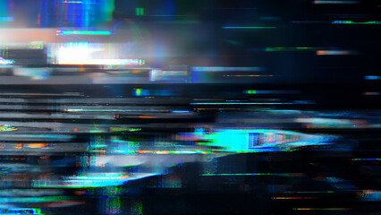 Glitch noise static television. Royalty high-quality free best stock of abstract digital motion glitch art distorted background, CRT tv screen no signal, error, noise and distortions effect, colorful