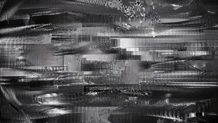 Glitch noise static television. Royalty high-quality free best stock of abstract digital motion art distorted background, CRT tv screen no signal, error, noise and distortions effect, black and white