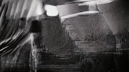 Glitch noise static television. Royalty high-quality free best stock of abstract digital motion art distorted background, CRT tv screen no signal, error, noise and distortions effect, black and white