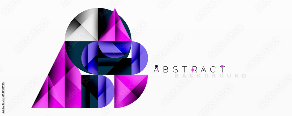 Leinwandbilder modern geometric design. purple, teal shapes overlap creating dynamic visual effect. white backgroun