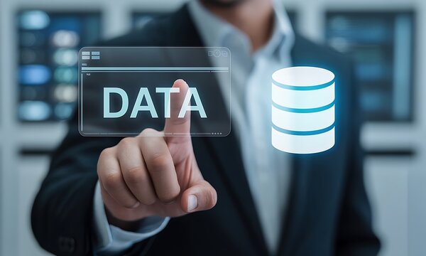 data technology concept with database visualization