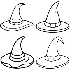 Gradient Line Drawing of a Cartoon Witch Hat – Magical Halloween Icon Illustration