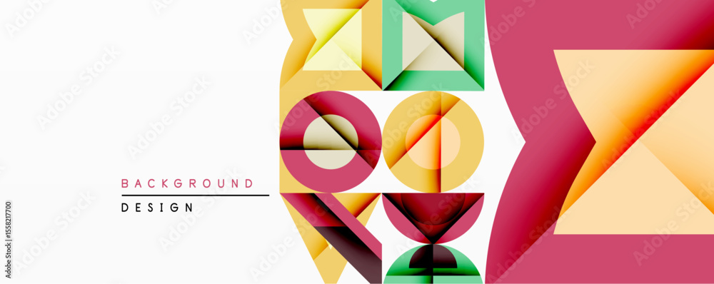 Aufkleber abstract geometric shapes overlap, creating vibrant color gradients. design features circles, triang