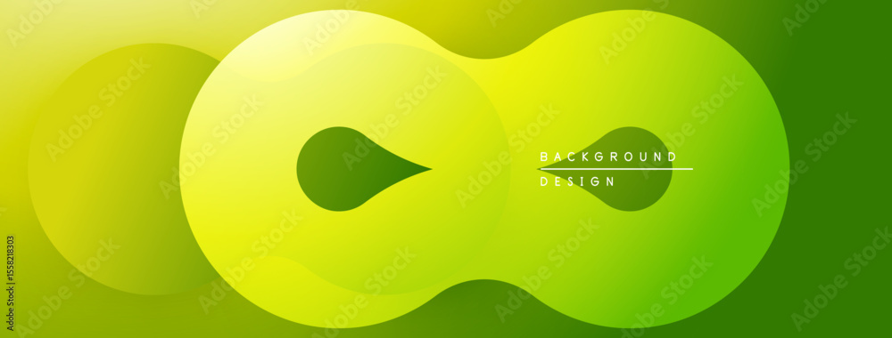 Poster abstract green design features flowing shapes, gradient colors. minimalist composition suggests infi