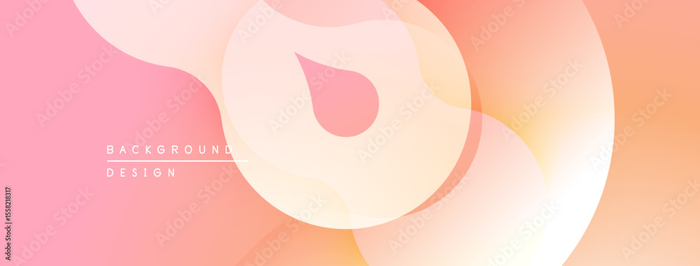 Poster abstract fluid shapes, soft gradients. peach, pink hues dominate composition. modern design element 