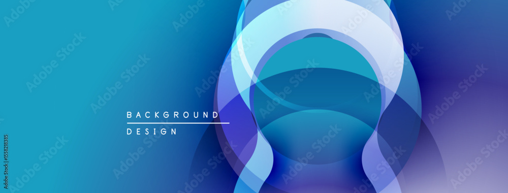 Poster Abstract blue purple gradient. Overlapping circles create dynamic visual effect. Modern design suitable for backgrounds, presentations.