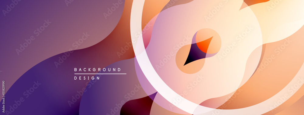 Poster abstract gradients, flowing shapes create modern background. warm colors dominate, offering smooth v