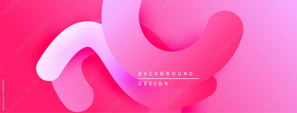 Poster Abstract pink background. Smooth shapes overlap, creating dynamic visual effect. Modern design element for projects.