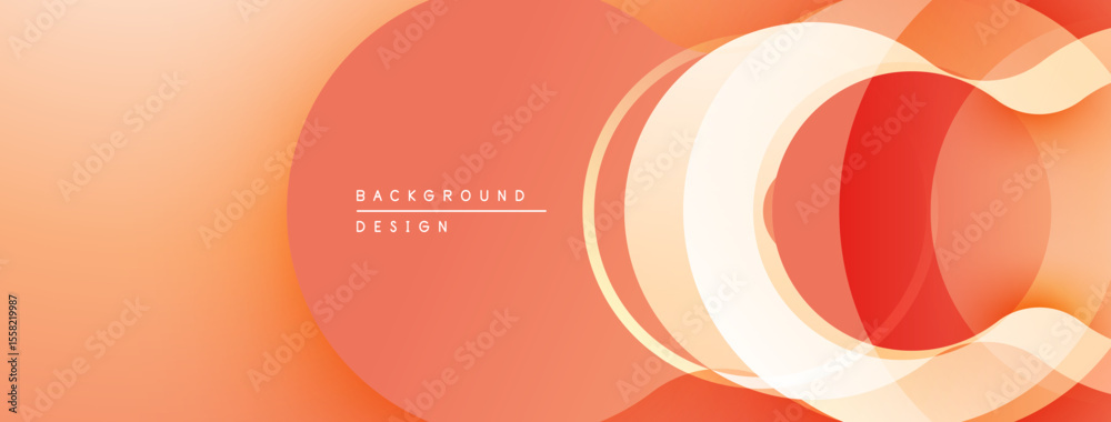 Poster Abstract orange design features layered translucent circles. Smooth gradients create dynamic visual flow. Minimalist aesthetic, modern composition.