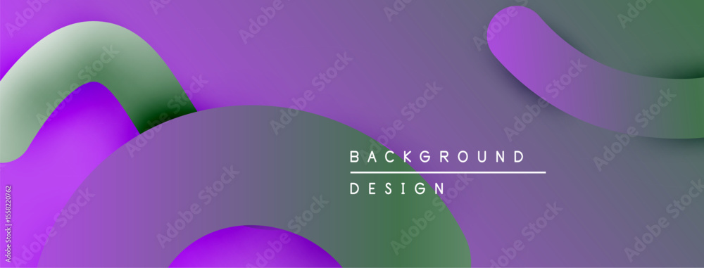 Poster abstract fluid shapes, purple green gradients. modern design element for backgrounds, presentations.
