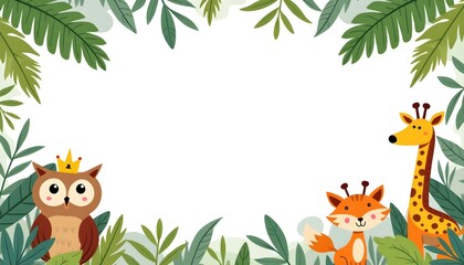 Fototapeta premium Animal illustration a frame rectangle