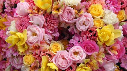 pink and yellow flowers wreath background wallpaper
