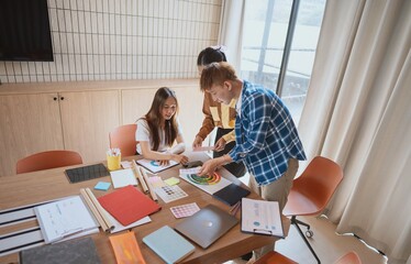 group of business people LGBTQ+ Diverse Team meeting collaborating new project in office