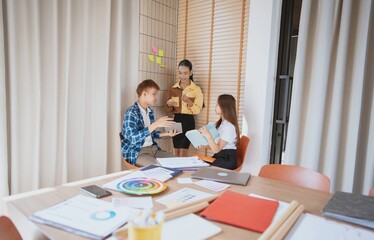 group of business people LGBTQ+ Diverse Team meeting collaborating new project in office