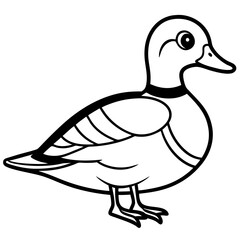 Modern Wood Duck Illustration in Line Style