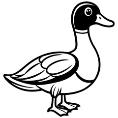 Modern Wood Duck Illustration in Line Style