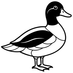 Modern Wood Duck Illustration in Line Style