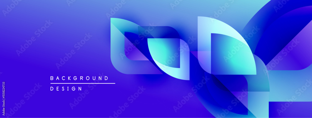 Poster abstract blue design features flowing shapes, gradients. modern background suggests technology, inno
