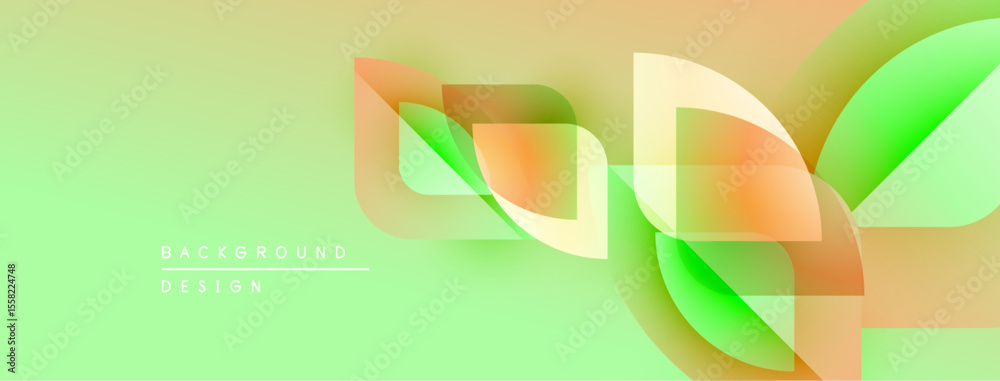 Aufkleber Abstract green background. Overlapping shapes create dynamic visual effect. Soft gradients, modern design elements present.