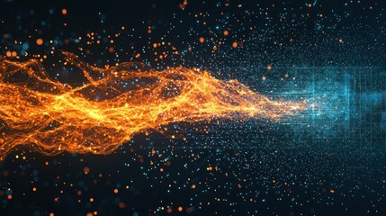 A visual representation of a firewall stopping a cyber attack in real-time