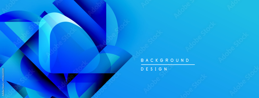 Aufkleber Abstract blue shapes create dynamic background. Gradient colors suggest depth, modern design elements present. Clean aesthetic.