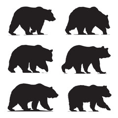 Fototapeta premium bear clipart silhouette set, Black & White silhouette set 