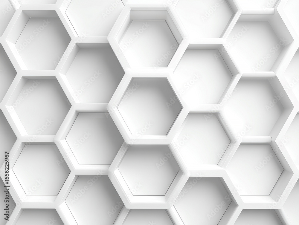 Fototapete high-resolution, high-quality image of a 3d rendered hexagonal pattern on a white background the pat